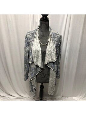 Christopher and Banks Cardigan Womens Size Medium Gray Draped Open Front Sweater